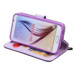 Wholesale Galaxy S6 Premium Flip Leather Wallet Case with Strap (Purple)